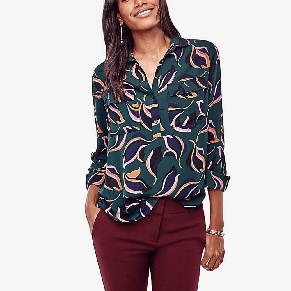 Ann Taylor Camp Shirt Floral